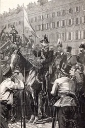 Kongen af Preussen taler til berlinerne i 1848